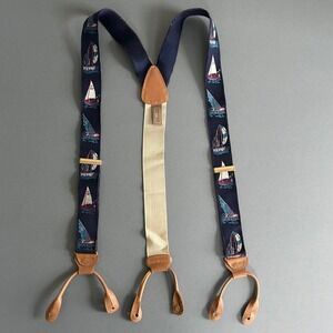 Trafalgar Sailboat Braces Navy Blue Nautical Regatta LTD Edition Silk Retro